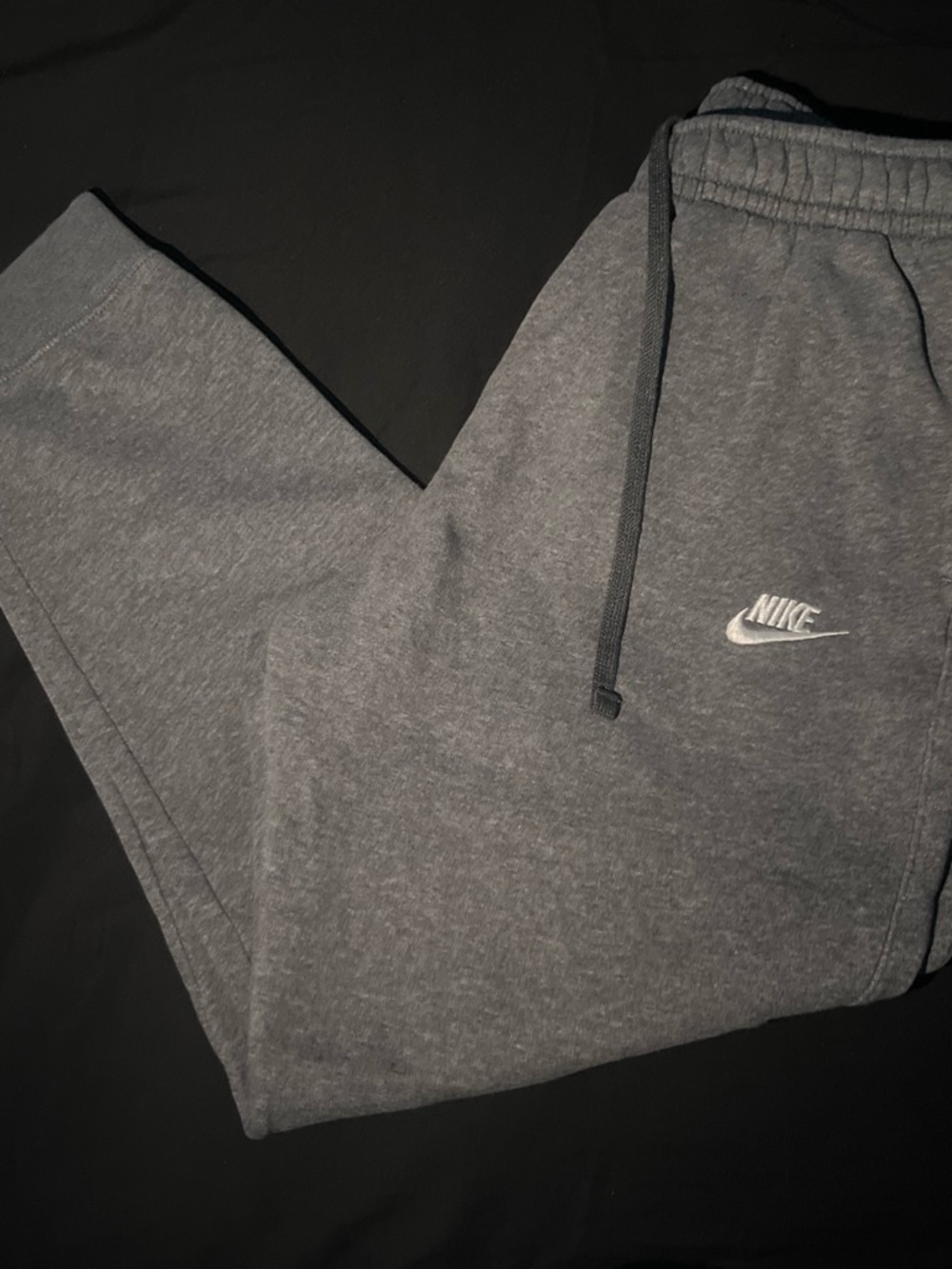 Nike Dark Gray Fleece Joggers with White Logo
